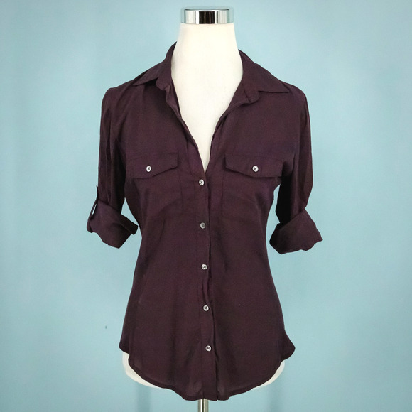 Standard James Perse 2 Size Medium M Burgundy Ribbed Stretch Surplus Cotton Top - Picture 1 of 7